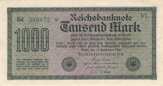 1000 Mark 1922 ro.75n VL